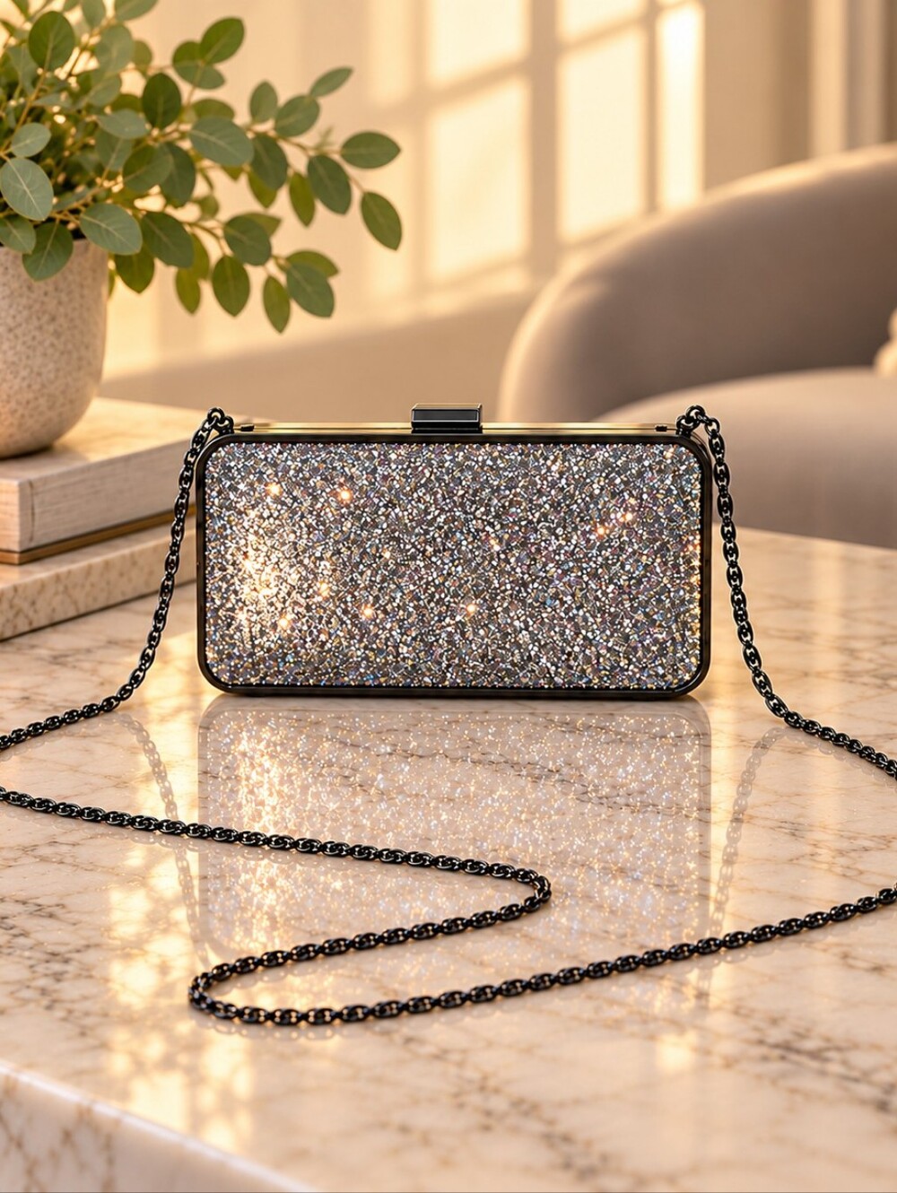 NWT!! Le Château (60$) | Iridescent Glitter Evening Clutch Crossbody Bag